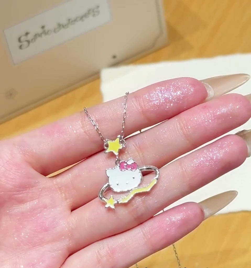 プレゼントに最適 星リング 調整チェーン付き かわいい ネックレス C-315