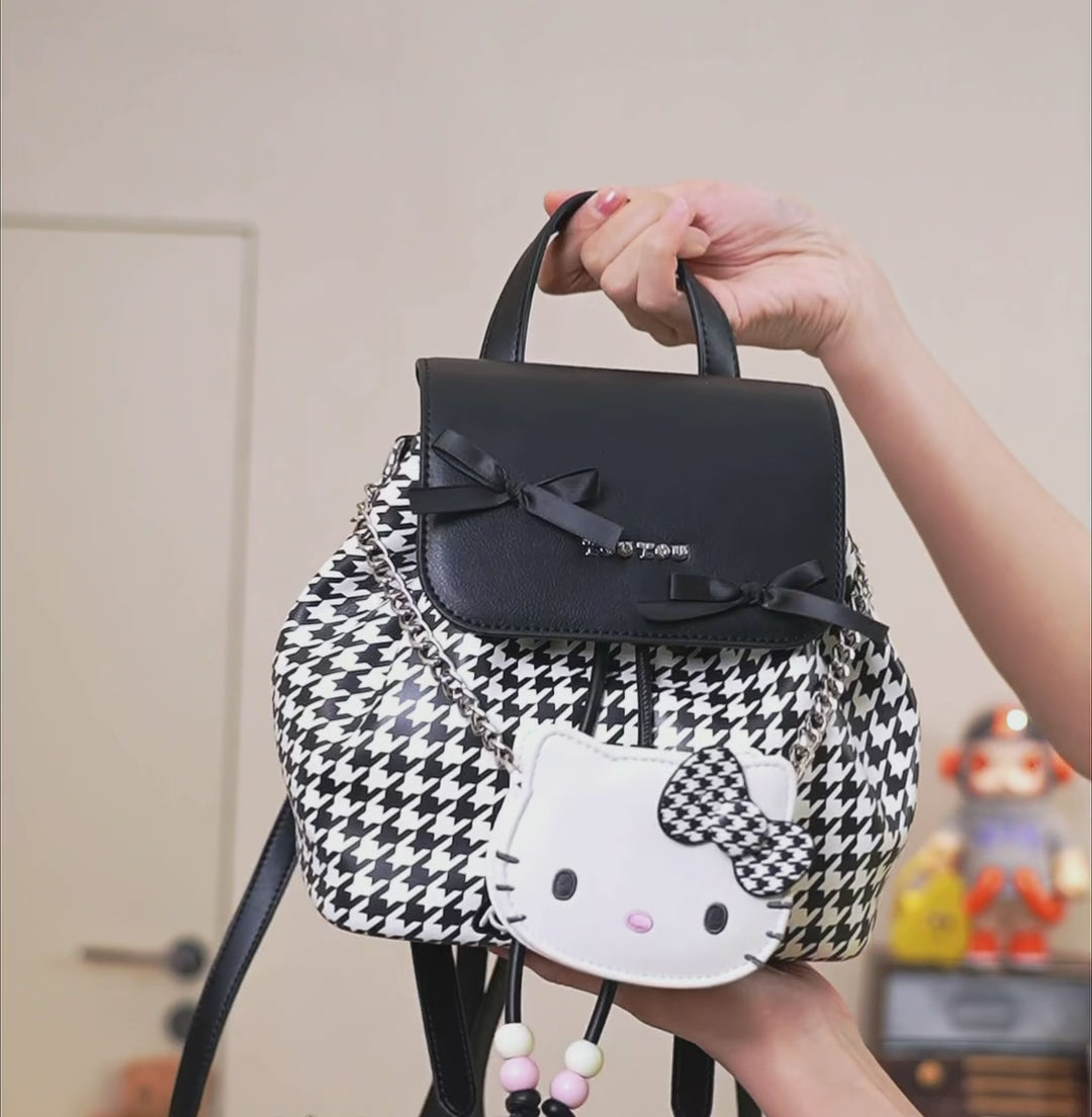チャーム付き かわいい 千鳥格子 2WAY ミニリュック C-339