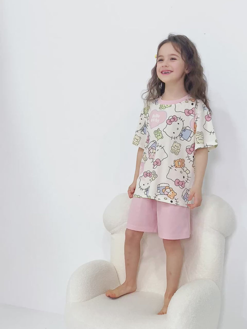通気 ルームウェア 吸汗速乾 総柄 夏用 Tシャツ+ショーツ セットアップ n-245