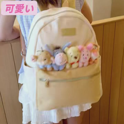 ぬいぐるみ付き 大容量 切替デザイン カジュアル リュックサック C-106