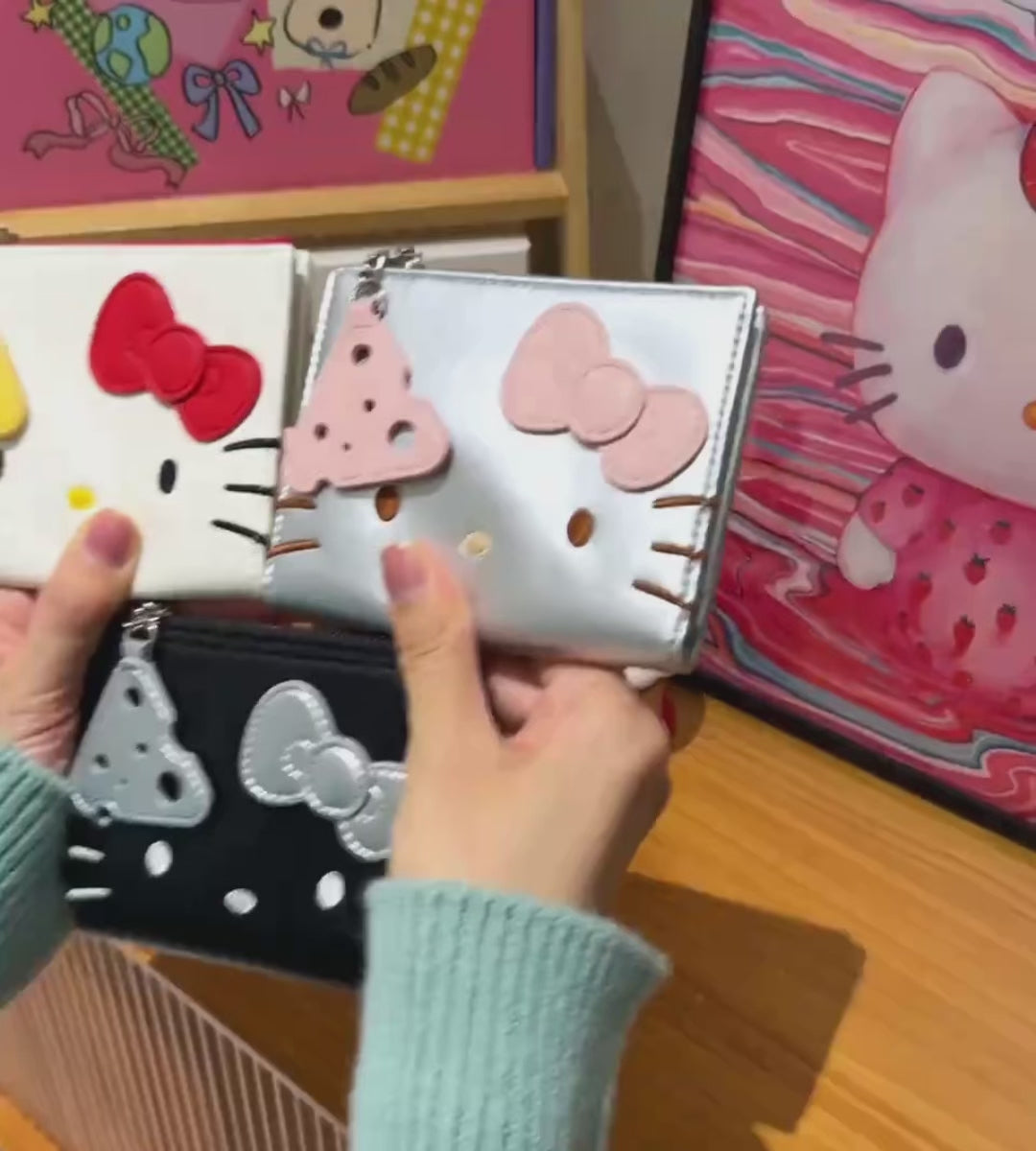 大人可愛い チーズチャーム付き 二つ折り ミニ財布 C-162