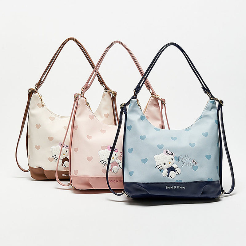 3カラー ハート柄 刺繍入り バッグ C-505