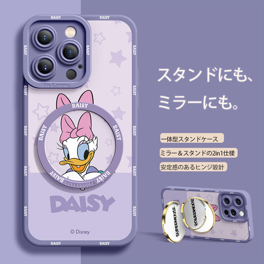【🪞ミラー付き】【💄メイク直しに便利】iPhone対応 2WAY スタンド スマホケース C-80154
