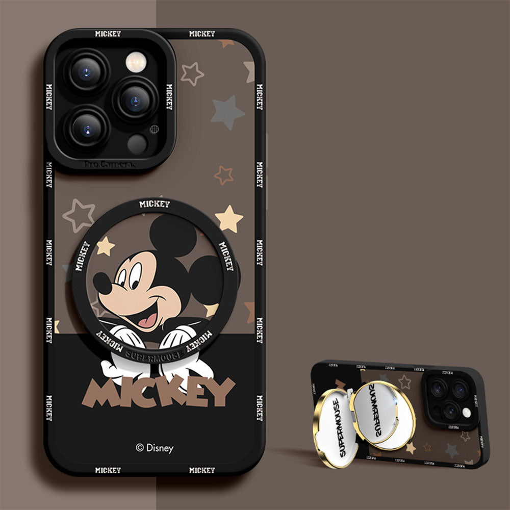 【🪞ミラー付き】【💄メイク直しに便利】iPhone対応 2WAY スタンド スマホケース C-80154